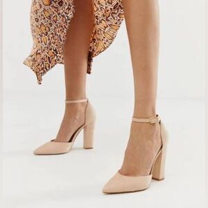 Aldo Nicholes Block Heeled Pumps in Nude - Size 7.5